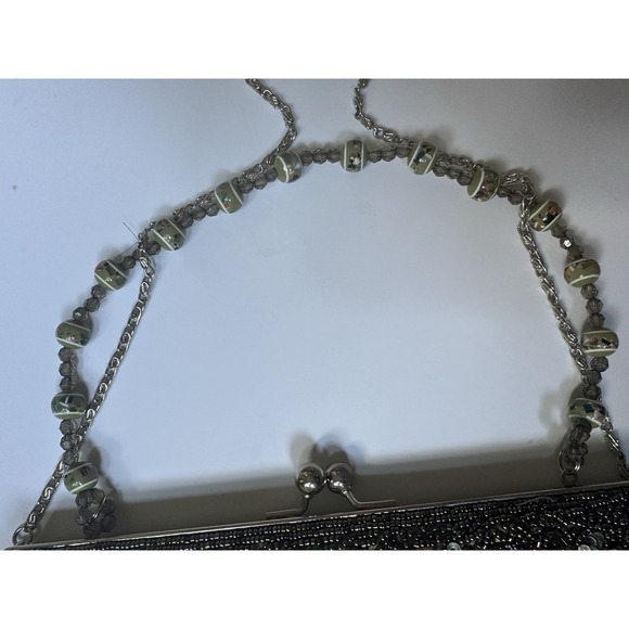 Vintage Silver Beaded and Sequin Clutch - Picture 5 of 5